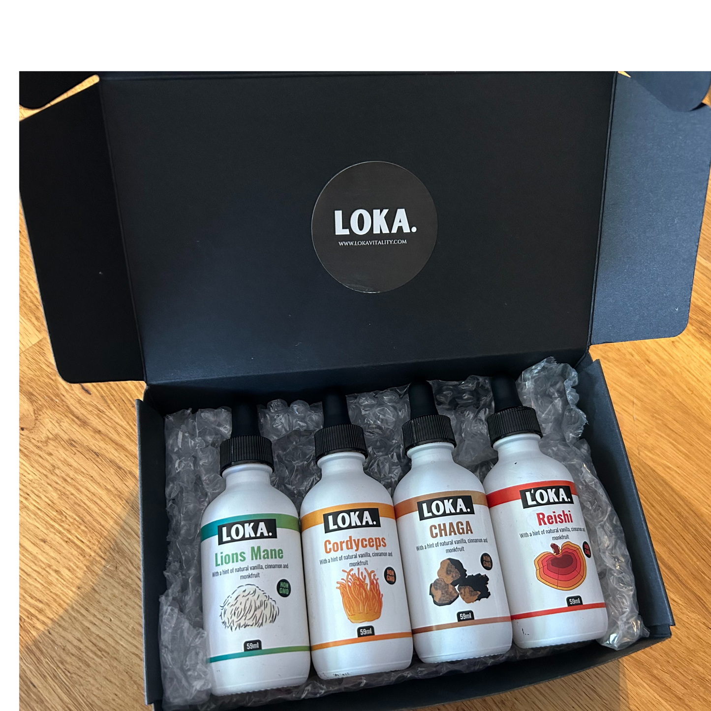 LOKA Vitality Greens+ Bundle – Superfood Powder + Bottle + Mushroom Tincture