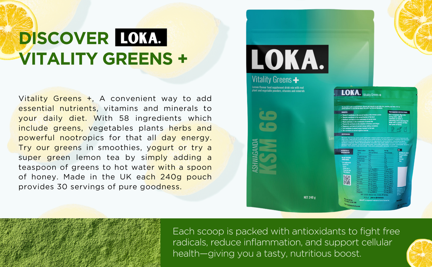Discover Vitality Greens + with nutrient dense superfoods