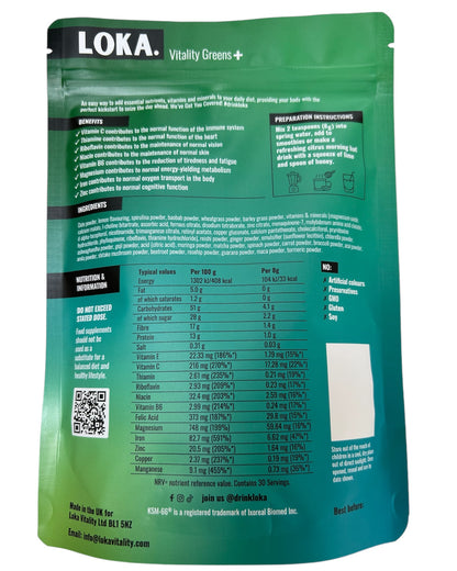Back of packaging with nutritional information