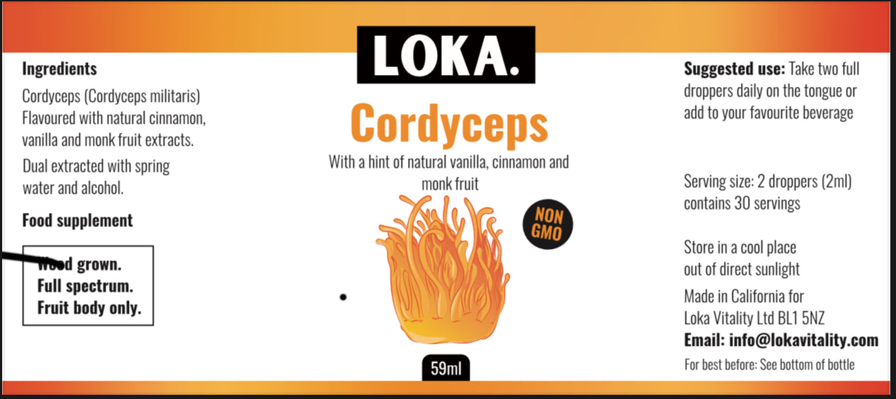 Cordyceps Bottle info label 